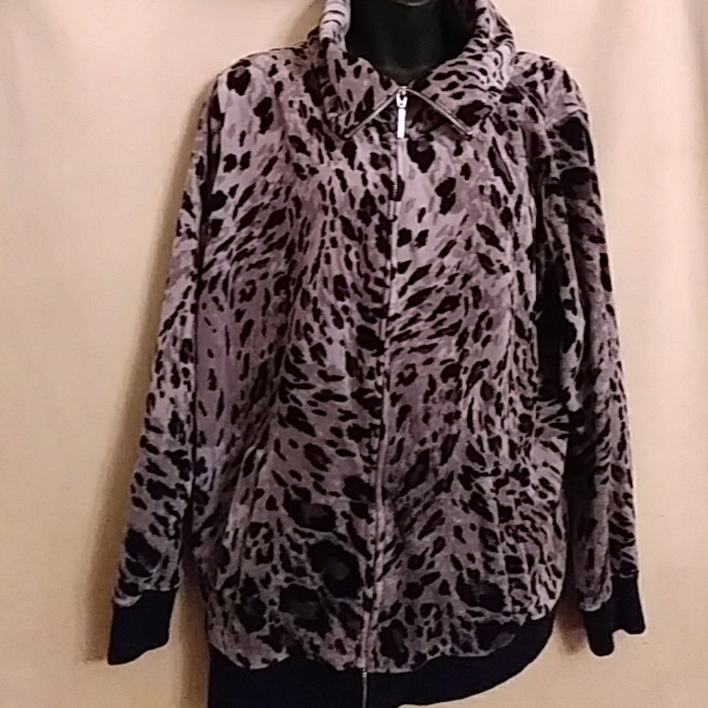 Jones New York velveteen animal print jacket-sz 1X